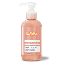 Limpiador calmante de oro rosa de etiqueta privada Jabón facial en espuma suave